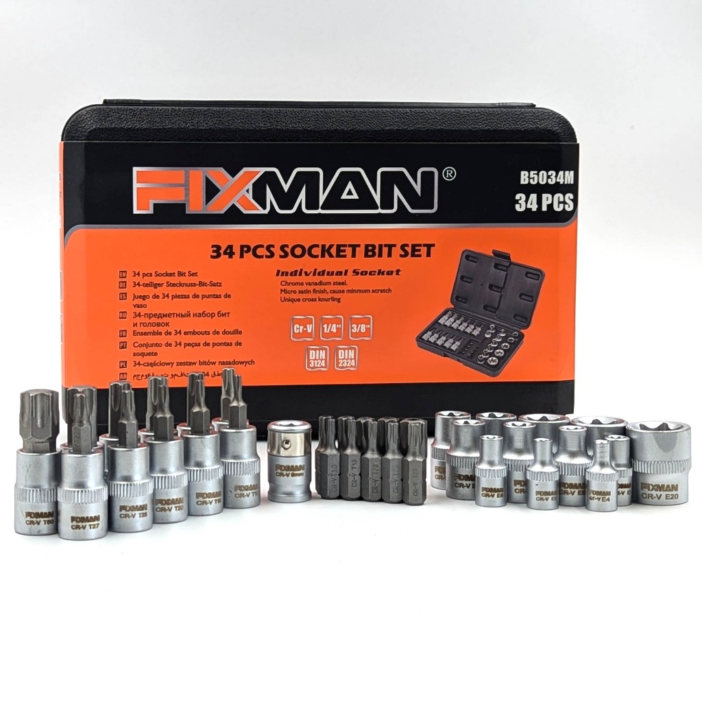 ชุดลูกบล็อก 3/8" 34 ชิ้น TORX และ E ลูกบล็อกท็อค ลูกบล็อกดาว ลูกบล็อกหัวจีบ ลูกบล็อกหกเหลี่ยม ลูกบล็อกเดือยโผล่ 3หุน E&T