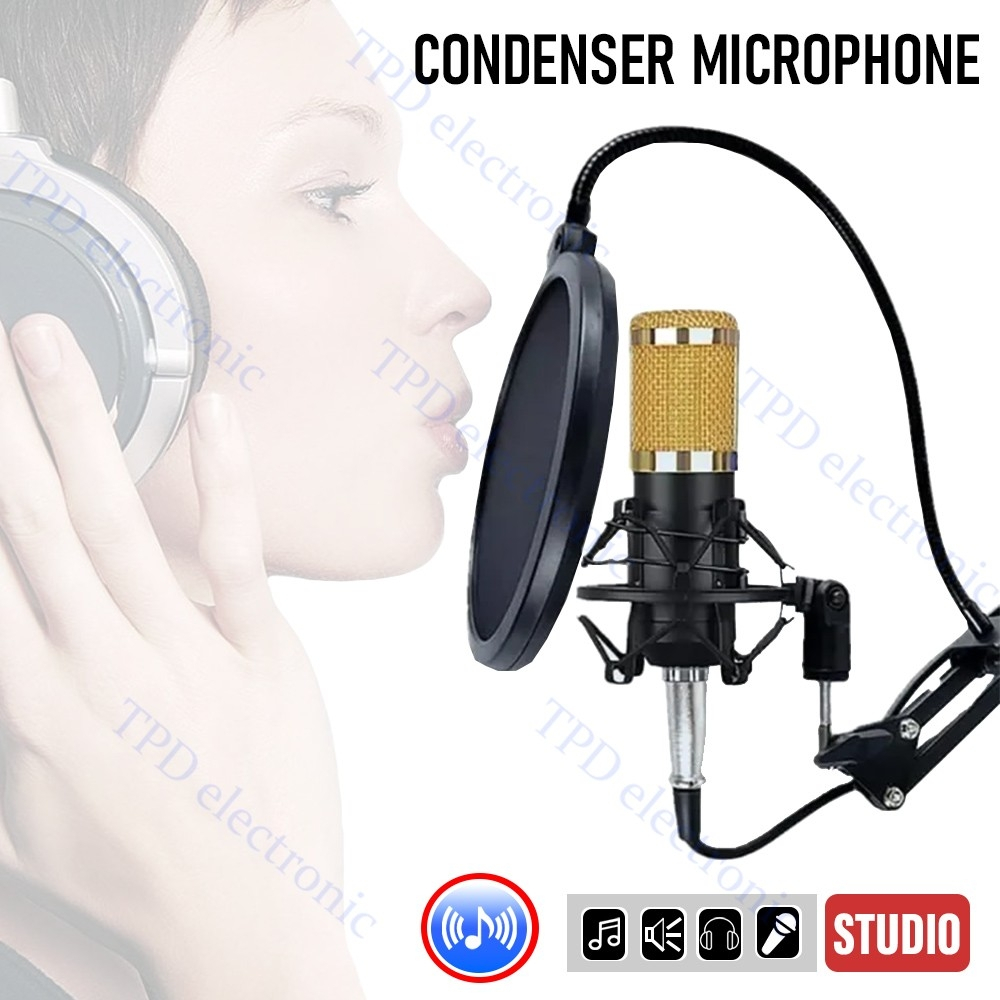 CONDENSER MICROPHONE รุ่น BM 800  ไมค์อัดเสียง ขาตั้งไมค์ ไมค์ คอนเดนเซอร์ และอุปกรณ์เสริม
