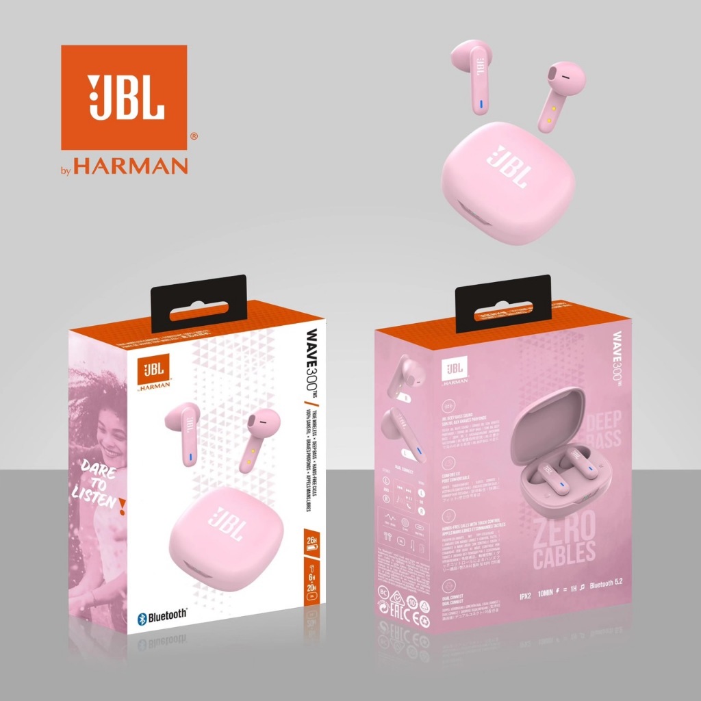 หูฟังบลูทูธไร้สาย พร้อมไมค์ในตัว Bluetooth earbuds Wave 300 TWS รับประกัน หูฟังไร้สาย ระบบสัมผัส บลูทูธแบบไร้สายการฟังเพ