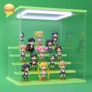 กล่องอะคริลิค 2-5 ชั้น พร้อมไฟ (พร้อมส่ง) blind box popmart โชว์โมเดล ฟิกเกอร์ labubu skull panda ปรับความสว่างได้
