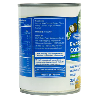 Nature's Charm เนเจอร์ชาร์ม นมมะพร้าวข้นจืด กะทิข้นจืด นมข้นจืดเจ Evaporated Coconut Milk (360ml)