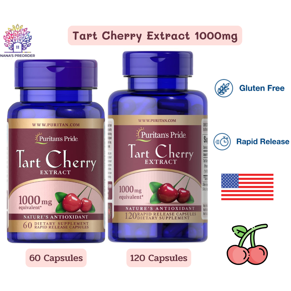 Puritan's Pride Tart Cherry Extract สารสกัดจากเชอร์รี่ทาร์ต 1000 mg ขนาด 60 และ 120 capsules
