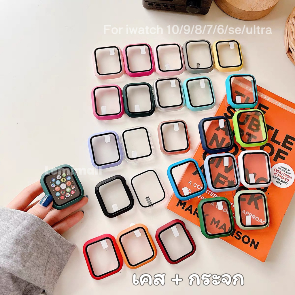 เคส watch + ฟิลม์กระจกในตัว case สําหรับ watch 11 10 9 8 Se 7 6 5 4 Se เคสกระจก ขนาด41/40/42mm 44/45/46มม