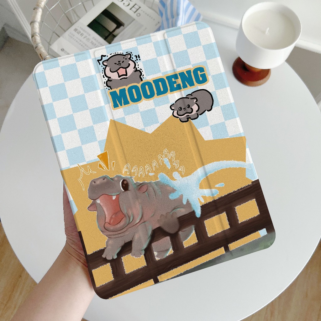 พร้อมส่ง เคสไอแพด Gen9 moodeng Air5 ฮิปโป เคสiPad Gen8 Air4 Case iPad มีที่เก็บปากกา 11pro 2024