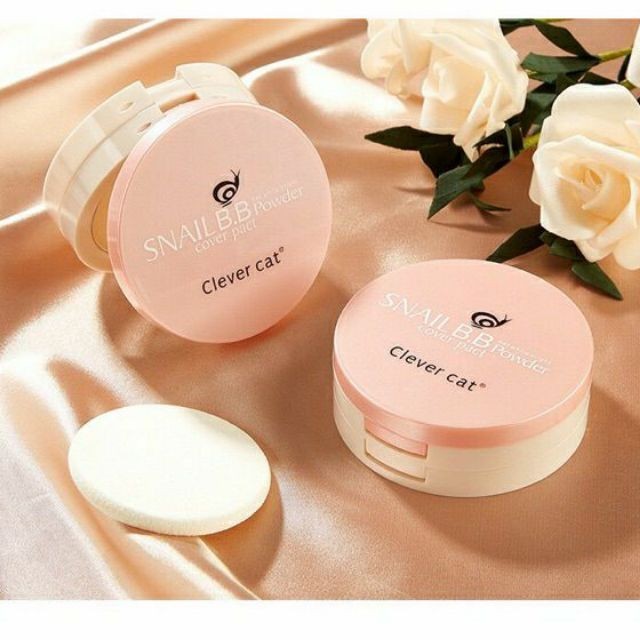 ขายดี Clever Cat แป้งหอยทาก 2 ชั้่น Snail B.B Powder Cover Pact No.8457