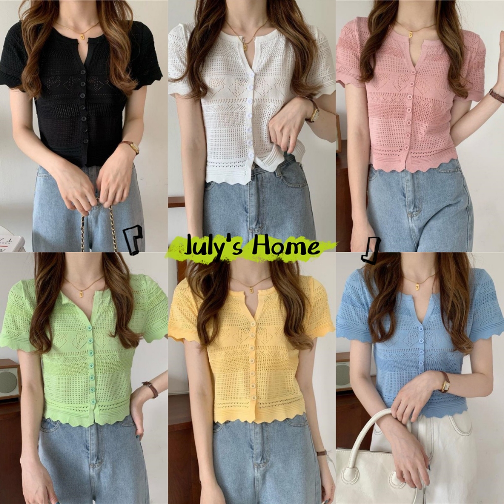 เสื้อเเขนสั้น เสื้อคาร์ดิเเกน เเบบเเขนสั้น ลายสวย ถ่ายรูปสวยมาก#J2183