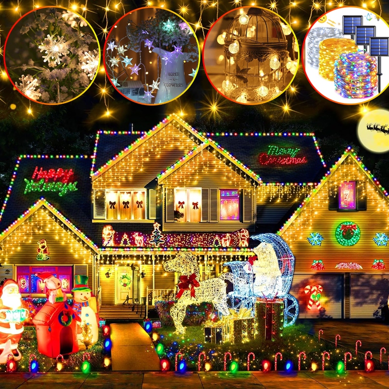 10M/32M ไฟตกแต่ง 100/300LED อเนกประสงค์ กลางแจ้ง ตั้งแคมป์ ไฟประดับคริสต์มาส สวน ปาร์ตี้ บ้าน คริสต์มาส ตกแต่ง