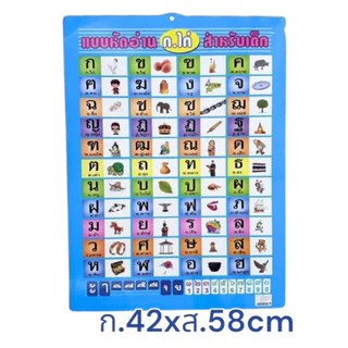 พร้อมส่ง โป้สเตอร์แบบหัดอ่านภาษาไทยอังกฤษสำหรับเสริมพัฒนาการเด็ก แผ่นการเรียนรู้ แผ่นภาพโปสเตอร์แผ่นใหญ่