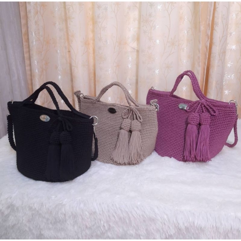 กระเป๋าเชือกร่มขนาดใหญ่งานแฮนเมด