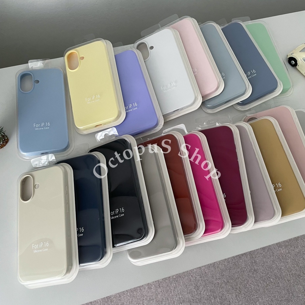 พร้อมส่ง 16-16plus *** เคสซิลิโคน สีล้วน ไม่มีโลโก้ เคสเนื้อซิลิโคน เคสบุกำมะหยี่ ลบรอยปากกาได้