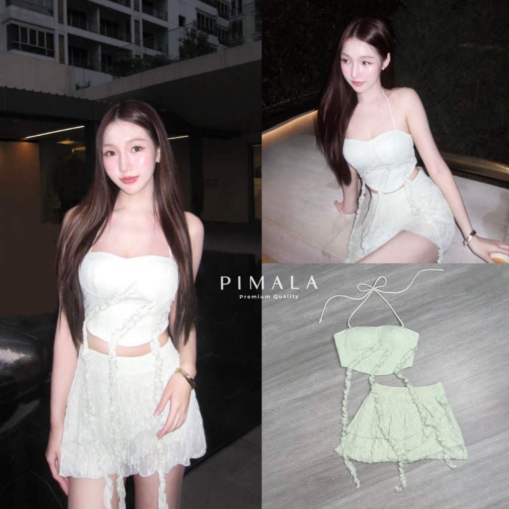 Pimala SETสายเดี่ยวผูกโบว์เนื้อผ้า(*สอบถามสต๊อกก่อนกดสั่งน๊า)
