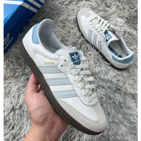 adidas originals SAMBA OG White-blue  ของแท้ 100%