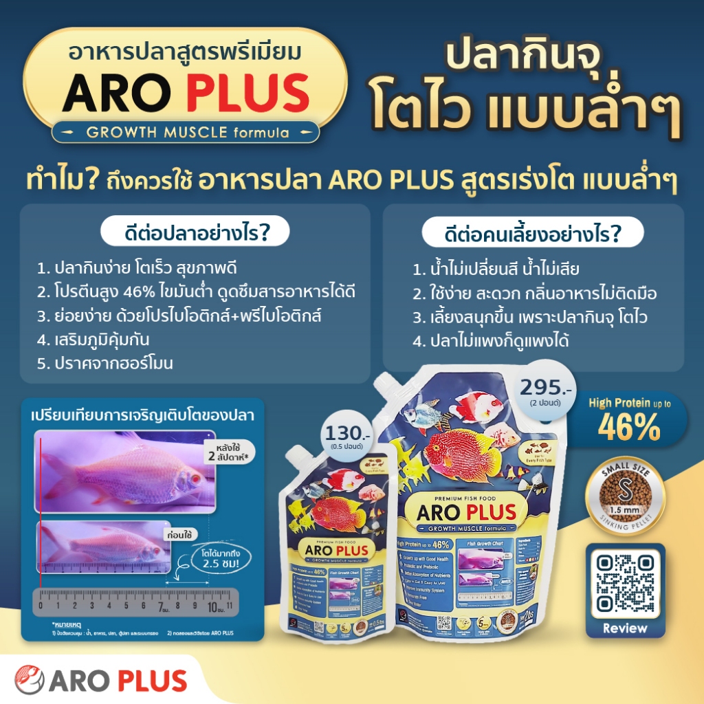 อาหารปลา ARO PLUS สูตร "Growth Muscle formula"