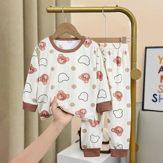 Babyonline(Y116)OF4 (ส่งด่วน1วัน)ชุดนอนสำหรับเด็กแขนยาวขายาวลายการ์ตูนน่ารัก ผ้าฝ้าย นิ่ม ใส่สบาย