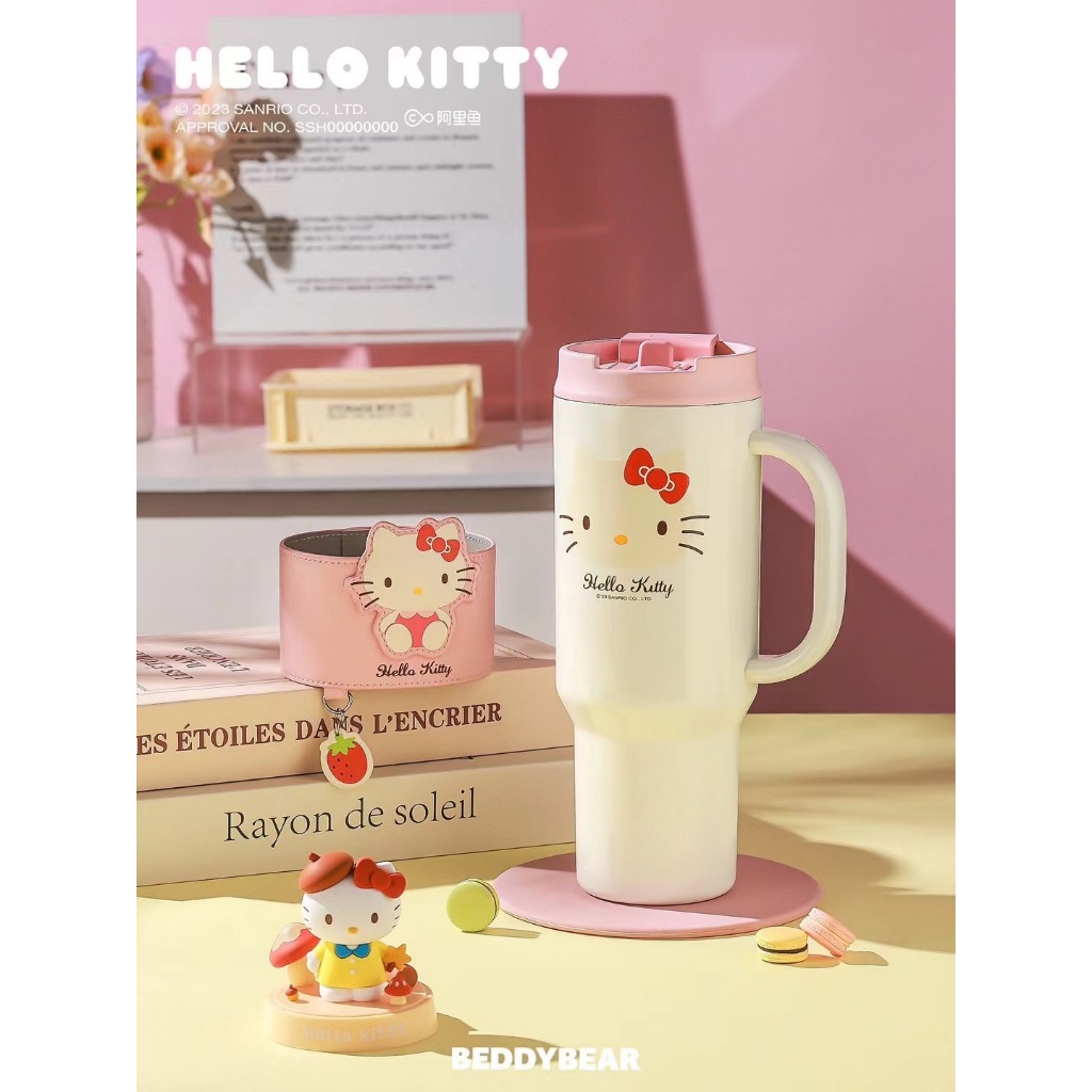 BeddyBearXKitty กระติกน้ำสูญญากาศ 2IN1 ใช้งานได้ 2 แบบ ยกดื่มหรือหลอดดูด เก็บอุณหภูมิ 1.2 ลิตร 1200 ml. BBA015-002KT