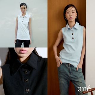 ané sleevesless bottoned polo ,เสื้อโปโลแขยกุด ane.wear