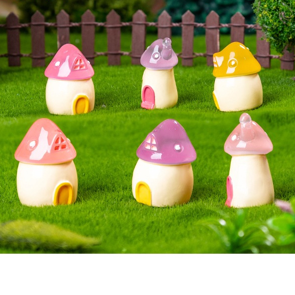 บ้านเห็ดหลังคาใส สีละมุน(ราคา/1ชิ้น)  ตุ๊กตาแต่งสวน จัดสวนถาด โมเดล ตกแต่งบ้าน ของสะสม พร็อพถ่ายรูป