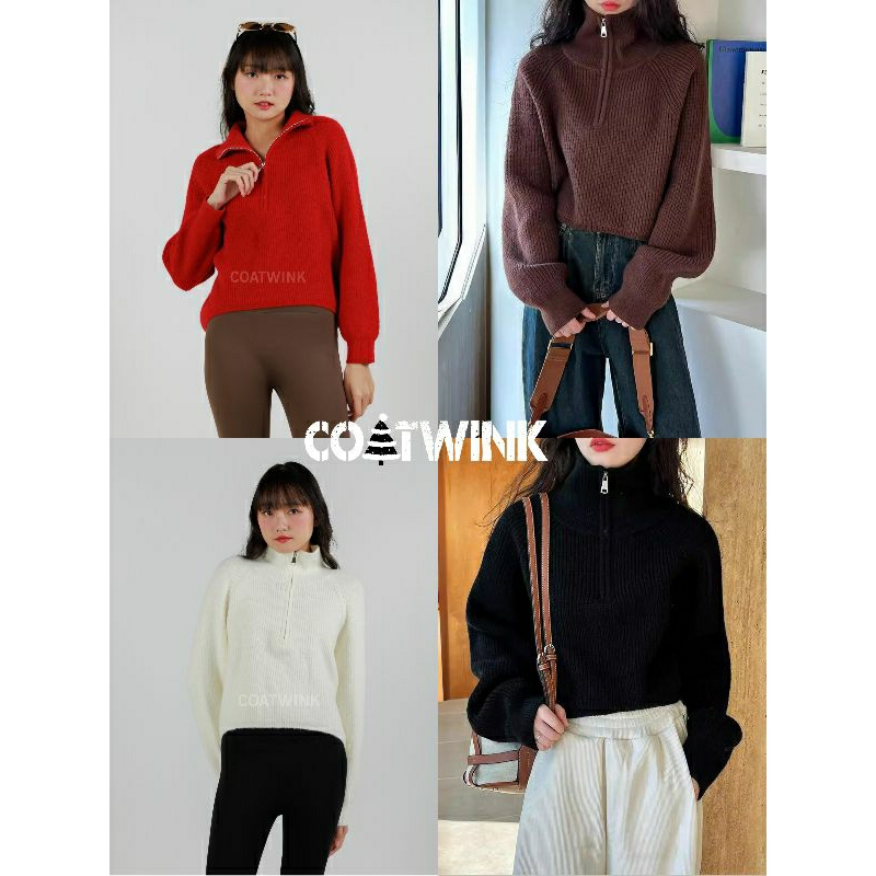 COATWINK PEANUT ZIPPER SWEATER เสื้อไหมพรม คอซิป