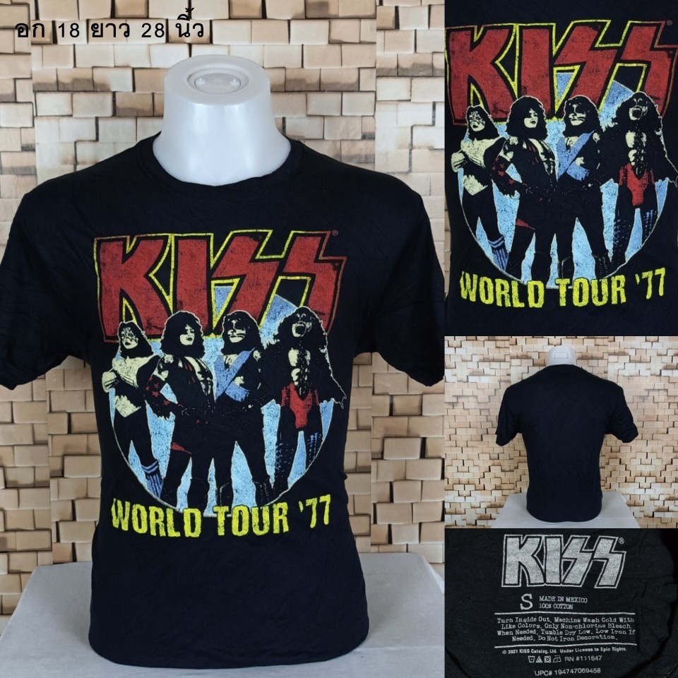 KISS WORLD TOUR '77 เสื้อวง เสื้อยืดแขนสั้นมือสอง size S