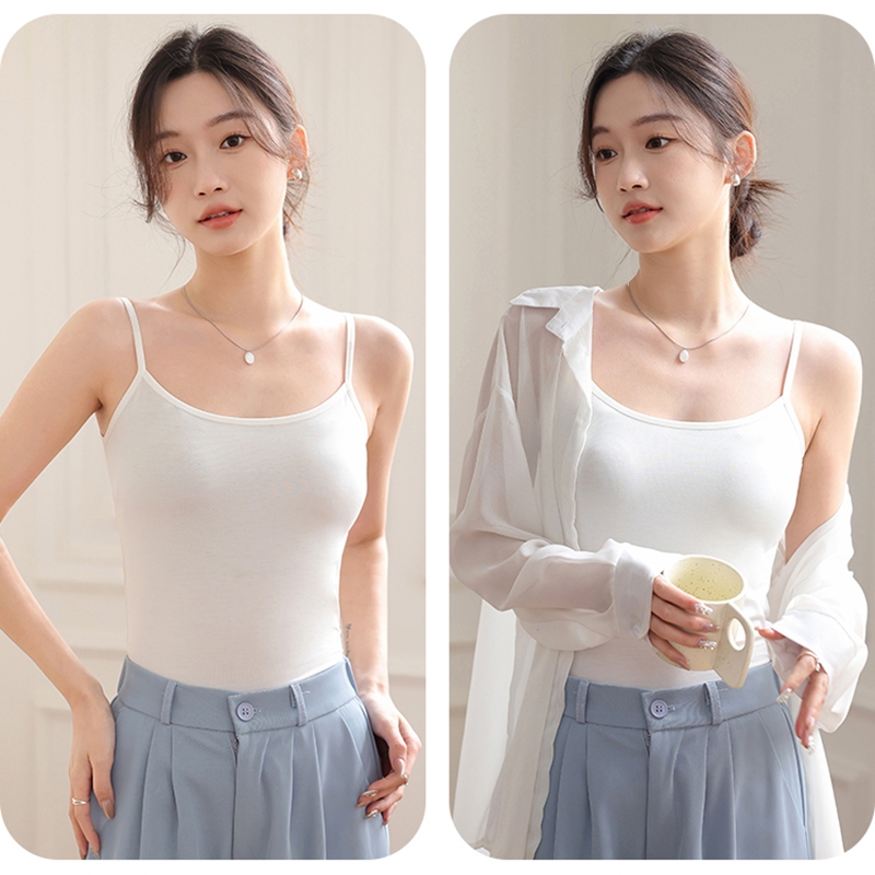 PIM-เสื้อสายเดี่ยว ผู้หญิง สายเอี๊ยมเซ็กซี่ เสื้อสายเดี่ยว แฟชั่น สีทึบ ฟรีไซส์ ผ้านุ่ม สบาย และระบายอากาศ Lady