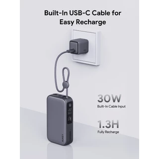 [CCC] AUKEY PB-Y47 พาวเวอร์แบงค์ชาร์จเร็ว PD 30W ความจุ 10000mAh รองรับชาร์จเร็ว มีสายในตัว