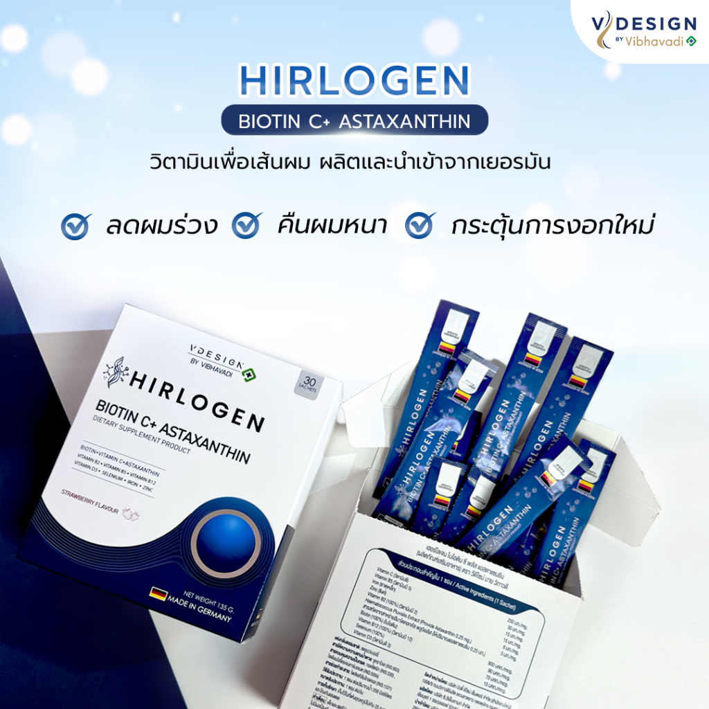 ส่งฟรี Hirlogen Biotin C+ โดยคลินิคผมเฉพาะทาง Vdesign โรงพยาบาลวิภาวดี