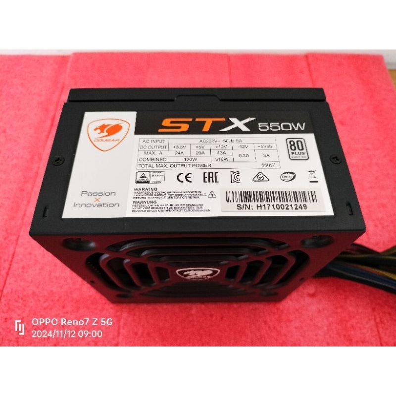 Corsair Power Supply COUGAR STX 550W 80+ PLUS เกรด A วอยยังอยู่