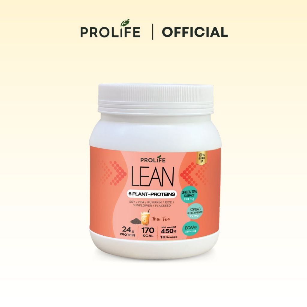 Prolife LEAN 6 Plant Proteins รสชาไทย 1 กระปุก ขนาด 450g โปรไลฟ์ ลีน โปรตีนพืชชงดื่ม