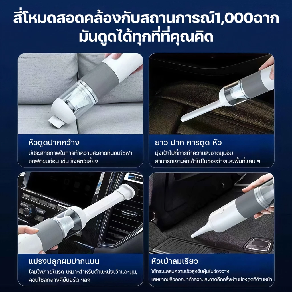 Keluer เครื่องดูดฝุ่นไร้สาย 3 in 1 เครื่องดูดฝุ่นในรถ 20000PA vacuum cleaner พกพาสะดวก ที่ดูดฝุ่นไร้สาย V01 thumbnail 7