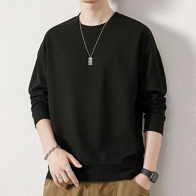 พร้อมส่งเสื้อยืดแขนยาวใส่ได้ทั้ง ช/ญ เสื้อลำลองทรงหลวม เสื้อยืดแขนยาววาฟเฟิล แฟชั่น