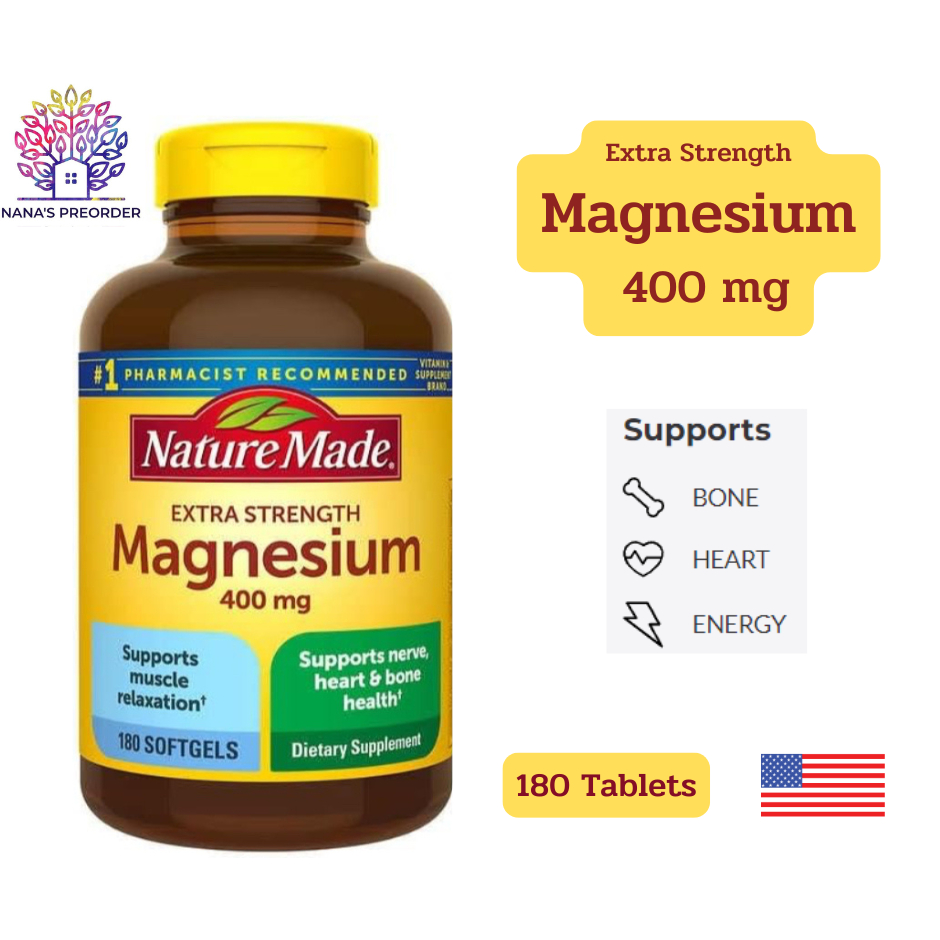 Nature Made Magnesium (แมกนีเซียม) Extra Strength 400 mg 180 Tablets