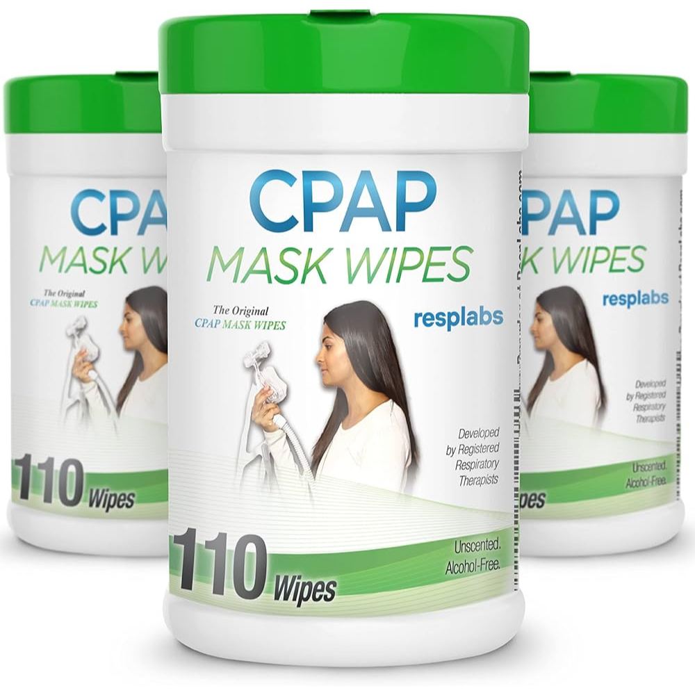แผ่นเช็ดทำความสะอาดหน้ากาก CPAP Mask Wipes Alcohol Free ยี่ห้อ RespLabs (กล่องบุบ)