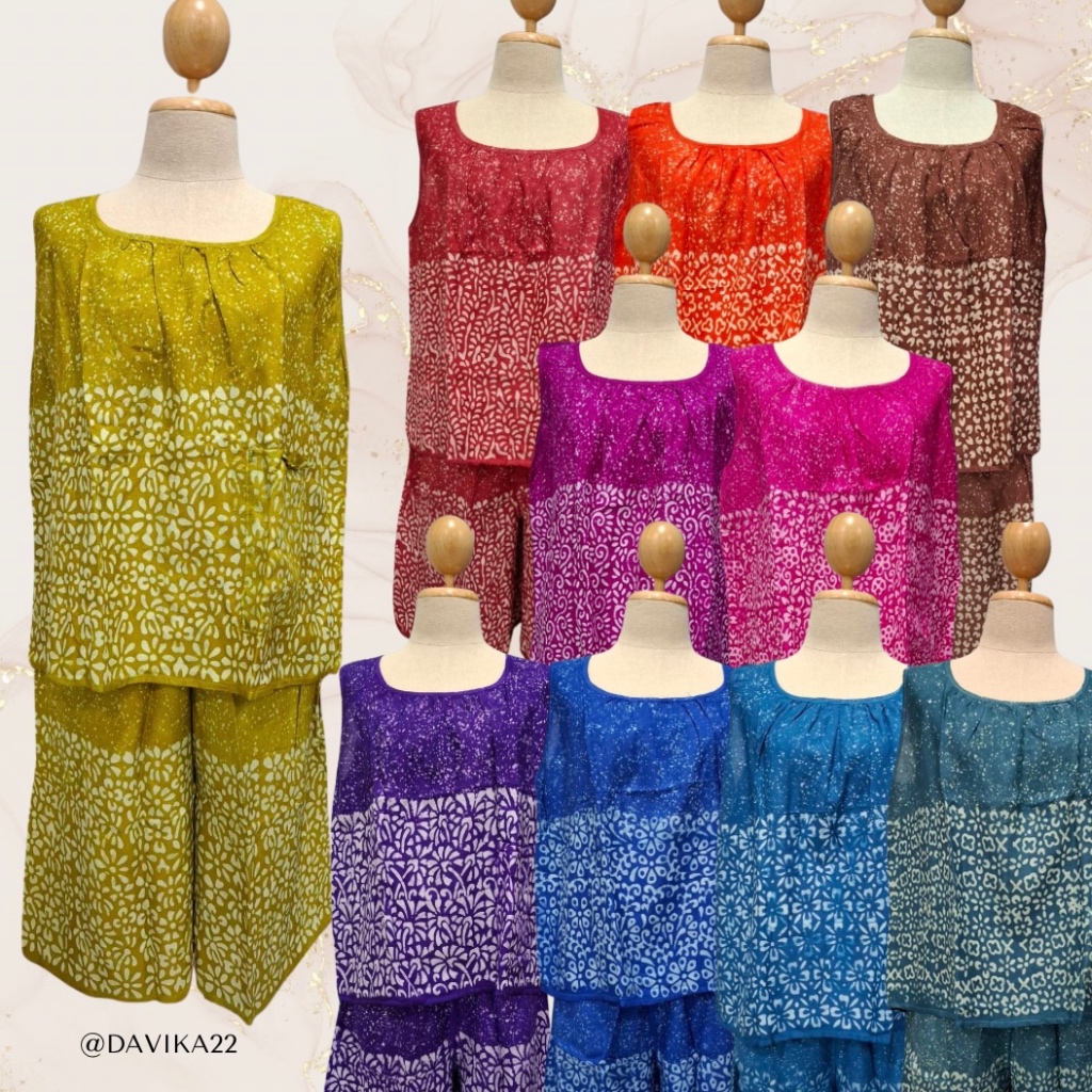 💝ชุดเซ็ทเสื้อคอกระเช้า+กางเกง งานปั๊มเทียน  สีสันสวยงาม ใส่สบาย ไม่ร้อน ระบายอากาศได้ดี มี 3 ไซส์