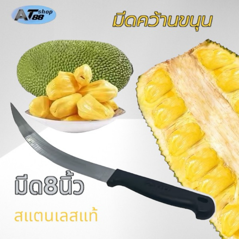 ( พร้อมส่ง)มีถนัดซ้าย-ขวา มีดคว้านขนุนปลายแหลม สเตนเลส ใบมีดขนาด 8 นิ้ว มีความคมมาก ใช้ยาวนาน