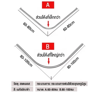 ม่านอาบน้ำ ราวม่านอาบน้ำโค้ง ราวโค้งเข้ามุม ไม่ต้องเจาะผนัง ราวม่านแบบโค้ง ปรับขนาดได้ แข็งแรงและทนทาน
