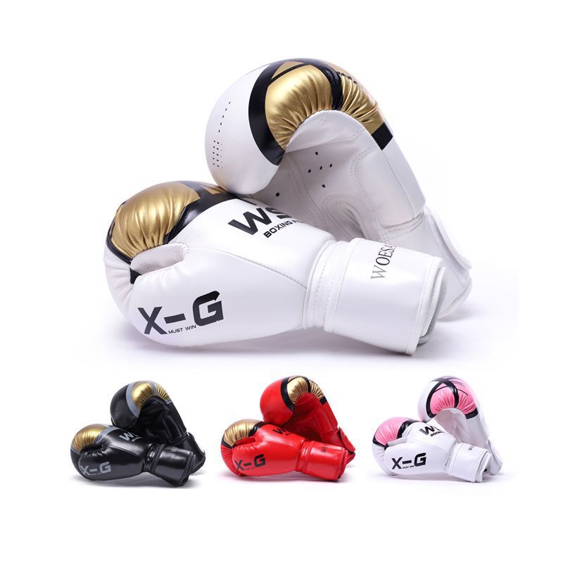 ชกมวย ถุงมือมวย Boxing gloves ผู้ใหญ่ถุงมือมวยระบายอากาศหนัง นวมเด็ก ถุงมือฝึกต่อสู้（4oz~12oz）