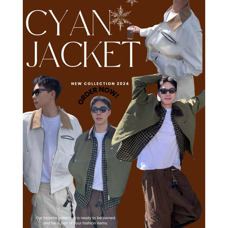 PAPA.XQ CYAN JACKET (NEW! เสื้อแจ็คเก็ตกันหนาว แต่งปกลูกฟูก เท่ห์ๆ พร้อมส่งค้าบ )