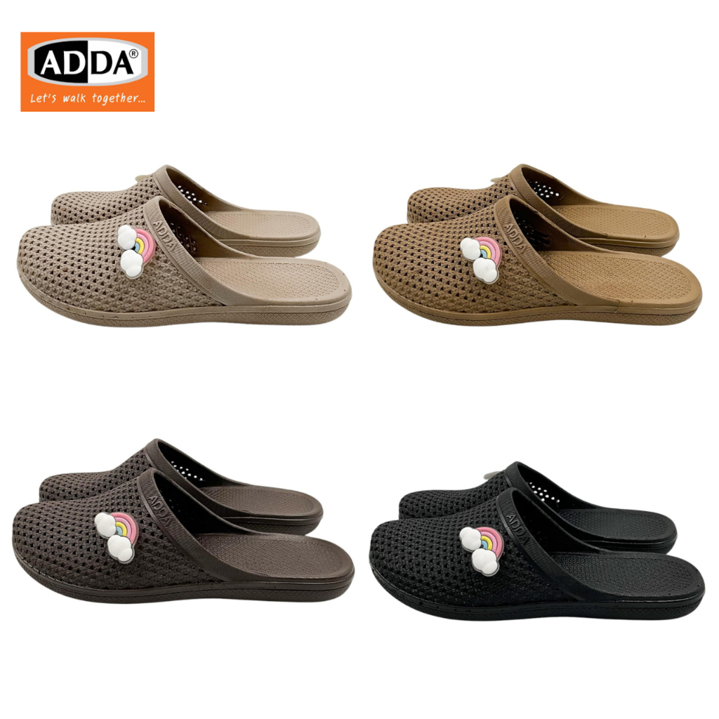 (ตัวแทนจำหน่าย) ADDA 17902 รองเท้ายางหญิง ปิดหัว เปิดส้น(4-6)สีดำ/น้ำตาล/น้ำตาลอ่อน/ครีม(XBN)