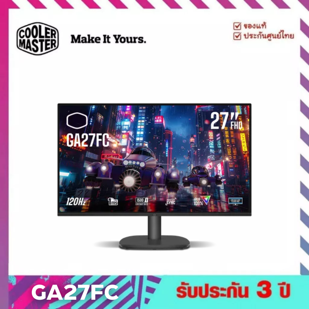 จอเกมมิ่ง 27" Cooler Master Monitor 27''FHD Flat 120Hz IPS - GA27FC รับประกันศูนย์ไทย 3 ปี