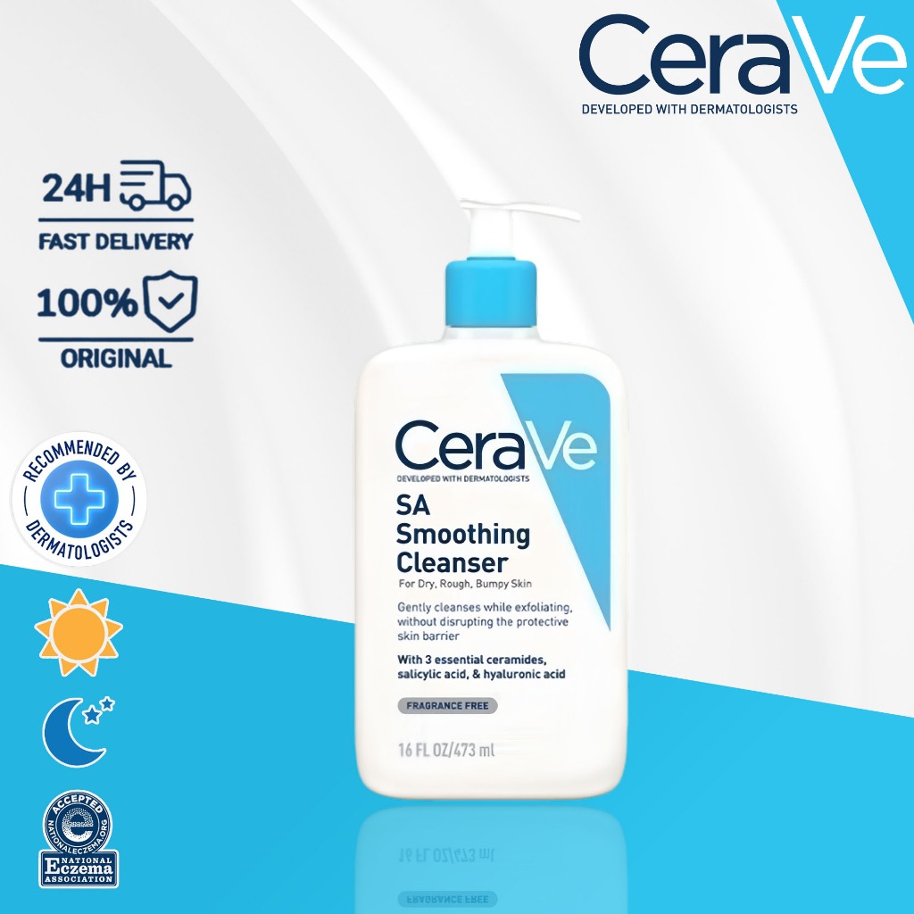 Cerave SA Smoothing Cleanser ผลิตภัณฑ์ทำความสะอาด สำหรับผิวหยาบกร้าน ไม่เรียบเนียน 473ml