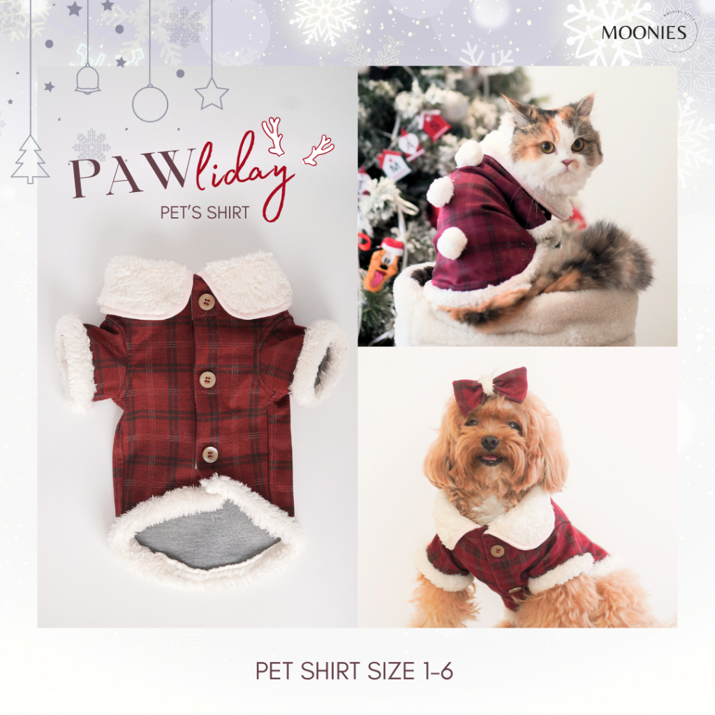 ชุดนอนสัตว์เลี้ยง 016 PAWLIDAY - PET'S SHIRT น่ารัก สวยงาม อบอุ่น นุ่ม ใส่สบาย