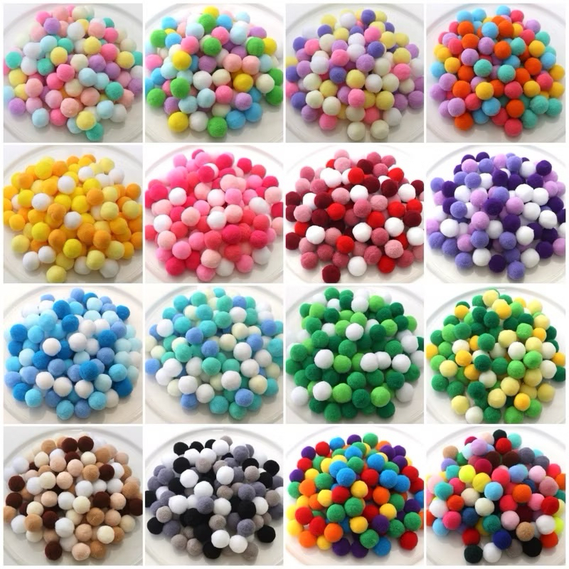 ปอมปอมคละสี* พร้อมส่งในไทย*  เนื้อกำมะหยี่ ขนาด 1.5cm 2.5cm 3.0cm สำหรับงาน DIY อื่นๆ