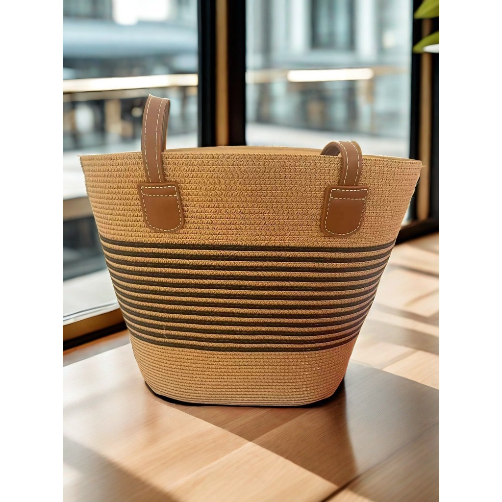 (A162) กระเป๋า งานสาน แฟชั่น ใบใหญ่  สะพายไหล่