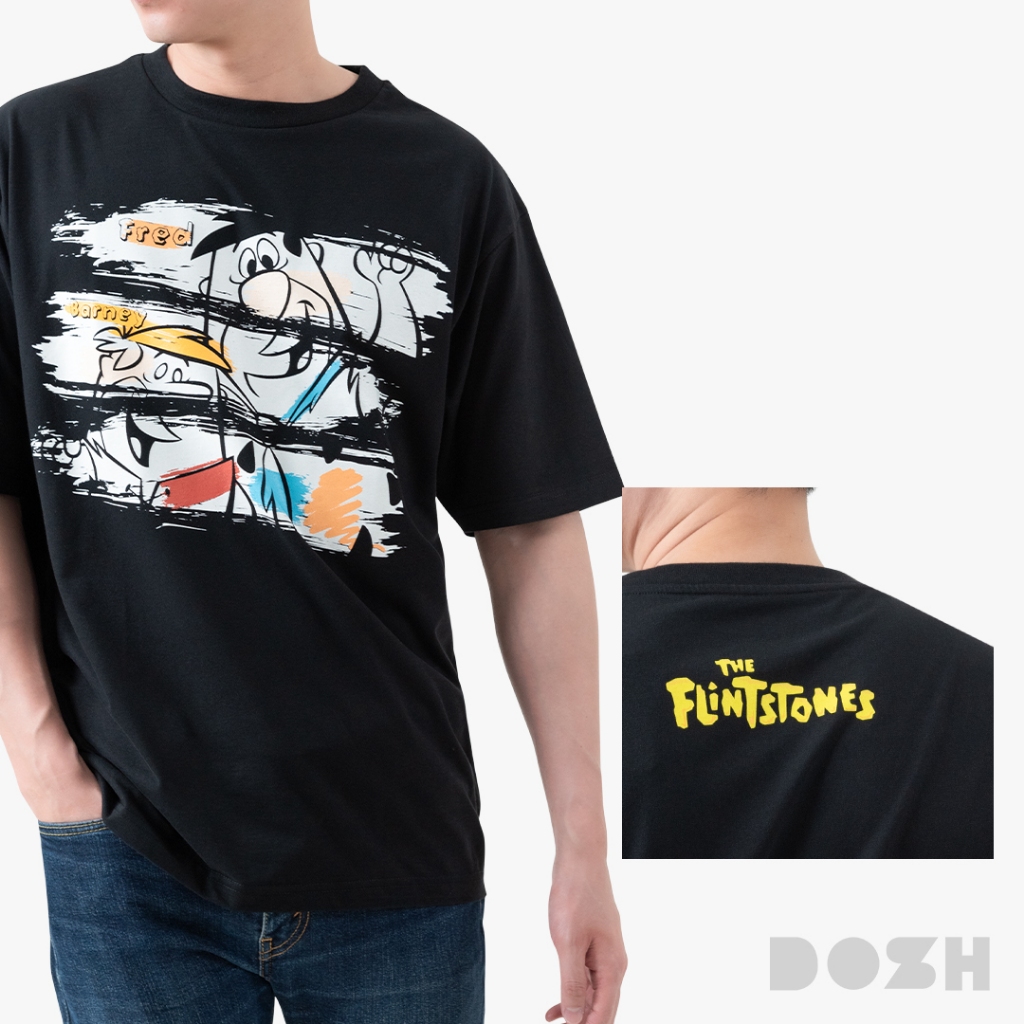 DOSH-UT MEN'S OVERSIZED T-SHIRTS THE FLINTSTONES เสื้อยืดโอเวอร์ไซส์ LFTMT5001-BL (S-2XL)