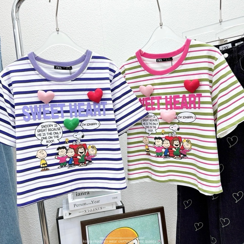 เสื้อยืดตัวสั้นกึ่งครอป Sweet heart