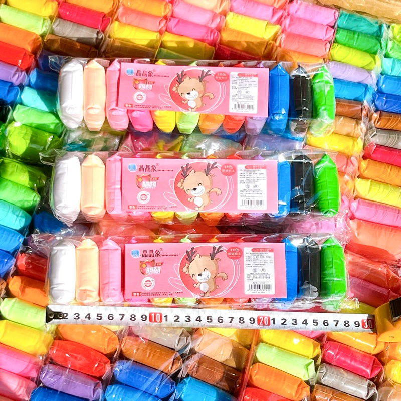 (12แพค) ดินเบา 12 สี 12 ก้อน แถมพร้อมอุปกรณ์ ยกโหล สีสด ไม่ติดมือ ไม่มีกลิ่น