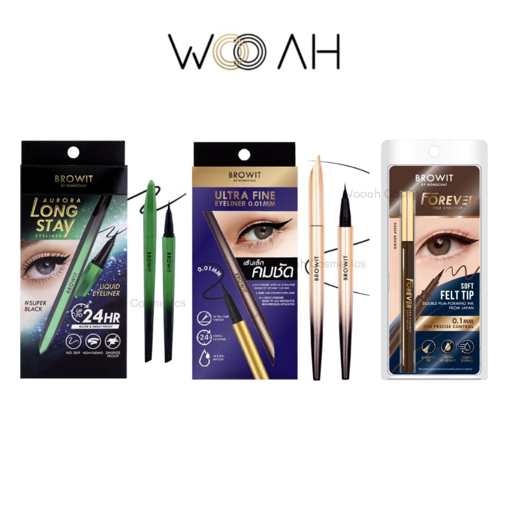 อายไลน์เนอร์ บราวอิท บายน้องฉัตร เส้นเล็ก คมชัด Browit By NongChat Aurora Long Stay/ Ultra Fine Eyeliner 0.5g.