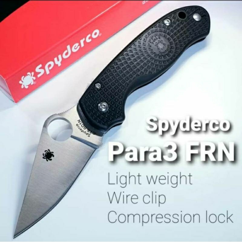 มีดพับ Spyderco Para3, Light Weight, FRN Handle, Wire Clip. (C223)