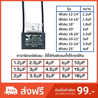 คาปาซิเตอร์ พัดลม Capacitor CBB61 คาปา ตัวเก็บประจุ ตัว C คาปาซิสเตอร์ แคป cap พัดลม Hatari ฮาตาริ