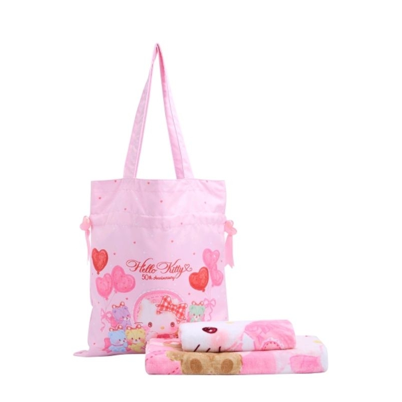SANRIO เซ็ตผ้าขนหนู ผ้าเช็ดผม ทั้งหมดกระเป๋า 3 ชิ้น